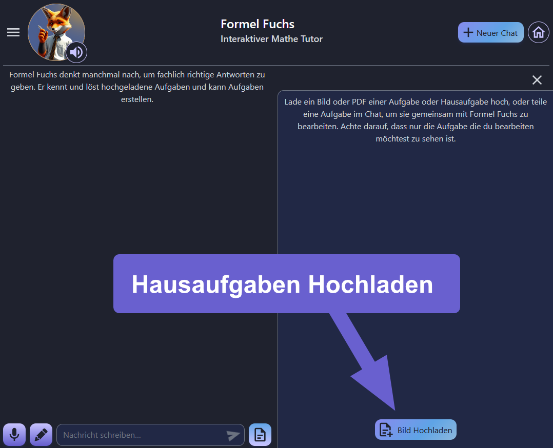 Hausaufgabe als Foto hochladen